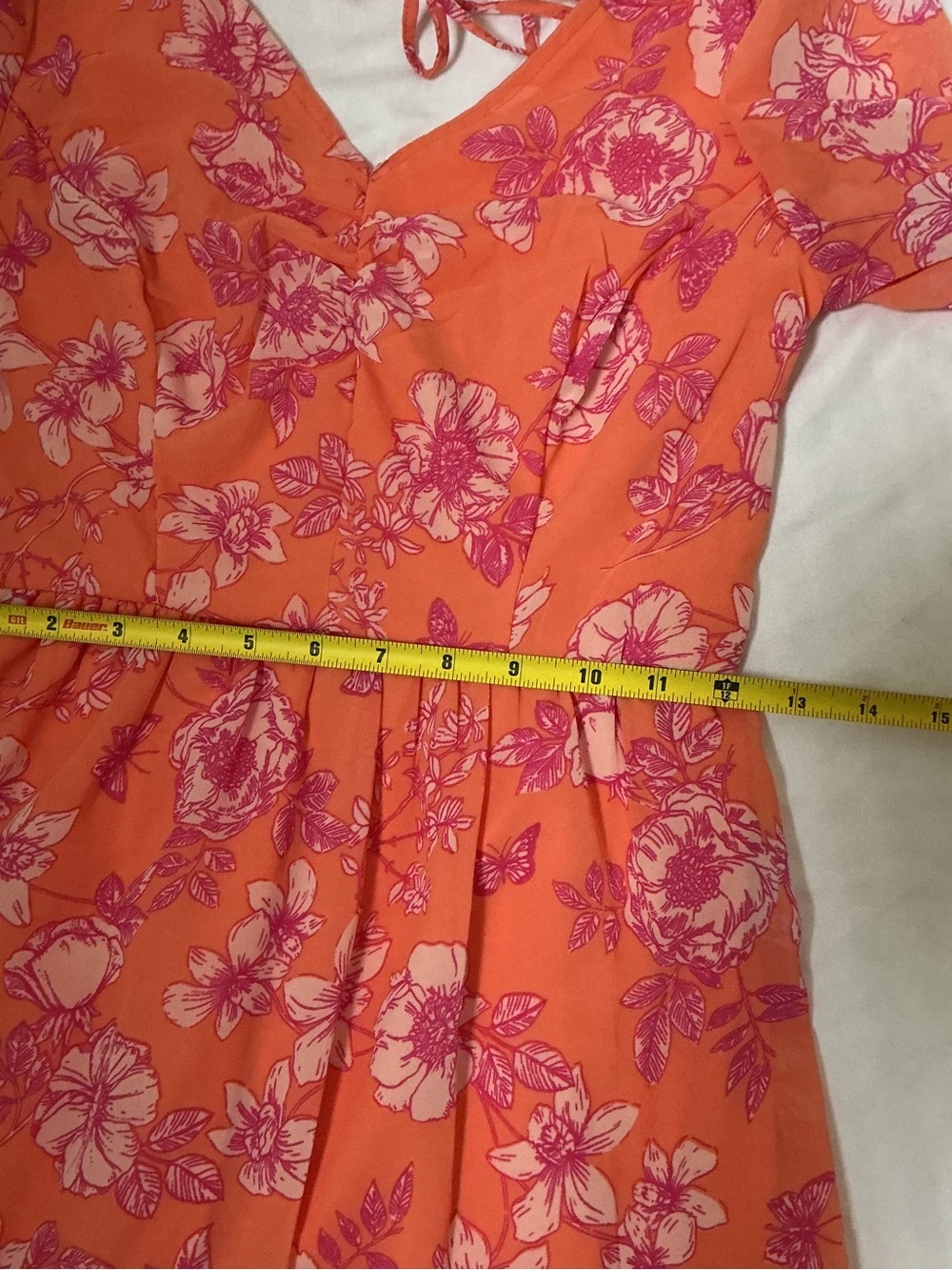 Sincerely Jules Cottagecore  Coral Pink Floral V-Neck Tiered Midi Dress - Picture 8 of 10
